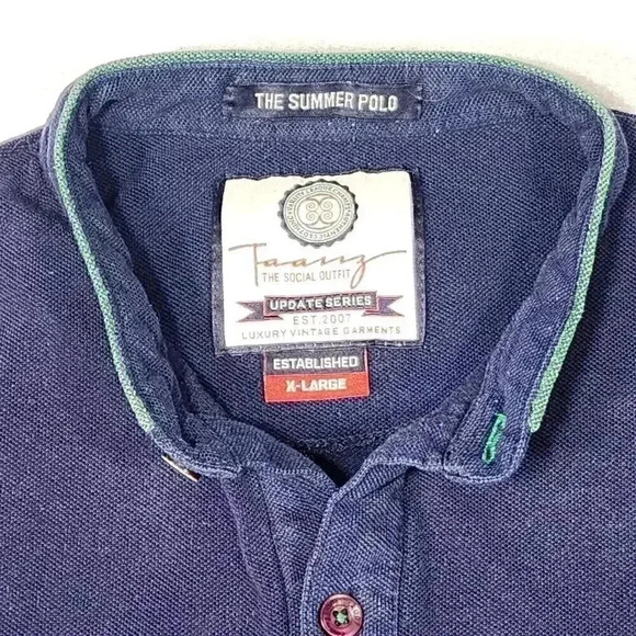 Taanz Men's Summer Polo XL Stripes No Collar Button Henley Type European READ - Picture 3 of 16